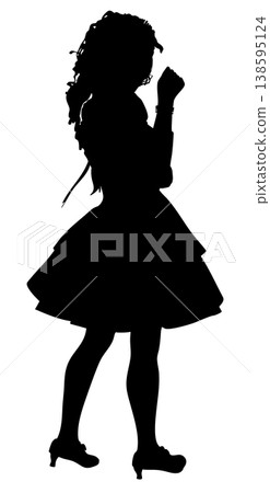Silhouette of Girl in Flared Dress Posing 138595124