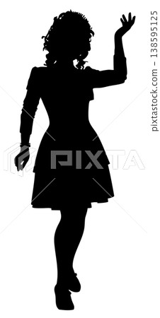 Silhouette of Girl in Flared Dress Posing Silhouette of Girl in Flared Dress Posing 138595125