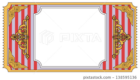Striped Ticket Background with Decorative Border 138595136
