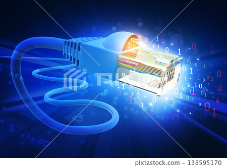 Network cable over futuristic technological background Network cable over futuristic technological background 138595170