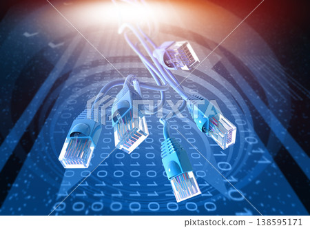 Network cables over futuristic technological background Network cables over futuristic technological background 138595171