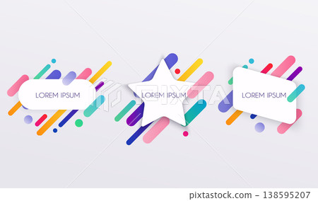 Paper card and abstract colorful shapes. Neon lines and circles. Concept for web banners, websites, infographics. Paper card and abstract colorful shapes. Neon lines and circles. Concept for web banners, websites, infographics. 138595207