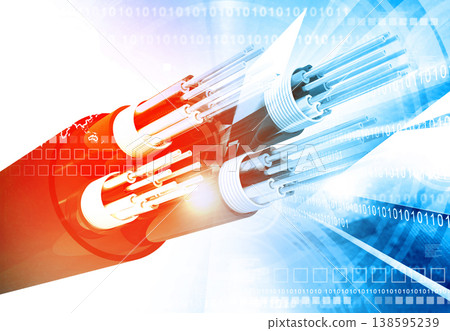 Fiber optic cable over Futuristic technological background 138595239