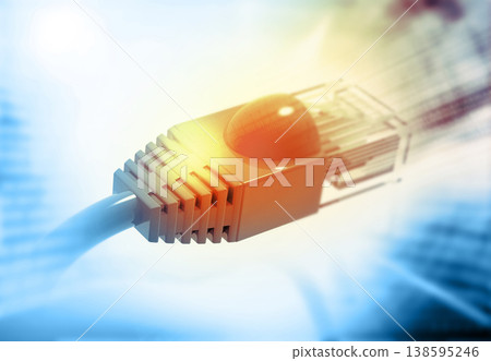 Network cable over futuristic technological background Network cable over futuristic technological background 138595246
