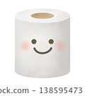 A cute illustration of a smiling face on toilet paper 138595473