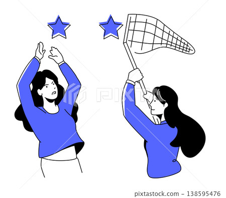 Catching Stars - Colorful Flat Design Illustration 138595476