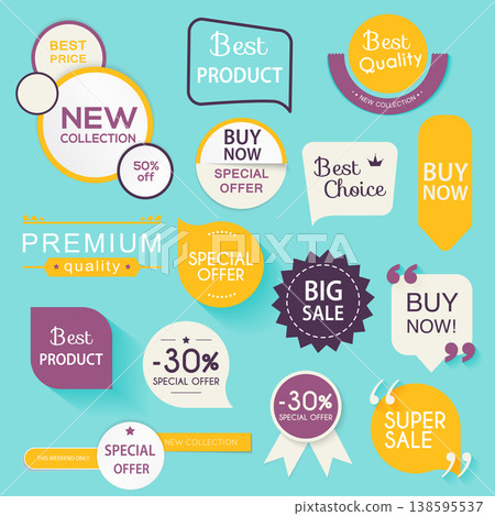 Collection of premium promo seals/stickers. Isolated vector illustration. Collection of premium promo seals/stickers. Isolated vector illustration. 138595537