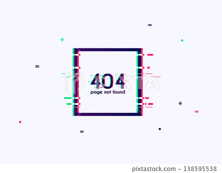 Error with glitch effect on screen. Error 404 page not found. Flat design modern vector illustration concept. Error with glitch effect on screen. Error 404 page not found. Flat design modern vector illustration concept. 138595538