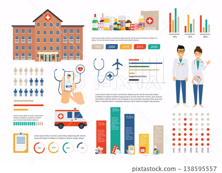 Medical infographic elements vector design template. Can be used for info graphics, graphic or website layout vector, numbered banners, diagram. Vector illustration. Medical infographic elements vector design template. Can be used for info graphics, graphic or website layout vector, numbered banners, diagram. Vector illustration. 138595557
