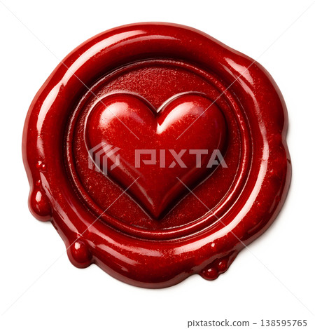 Classic red wax seal featuring a heart design, isolated on transparent background, representing love, romance, and heartfelt messages Classic red wax seal featuring a heart design, isolated on transparent background, representing love, romance, and heartfelt messages 138595765