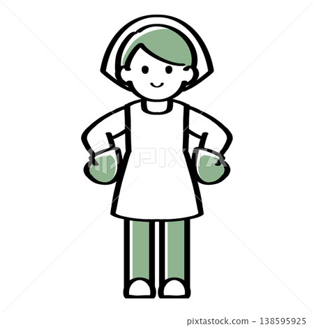 A hand-drawn illustration of a person wearing gloves and with their hands on their hips. A hand-drawn illustration of a person wearing gloves and with their hands on their hips. 138595925