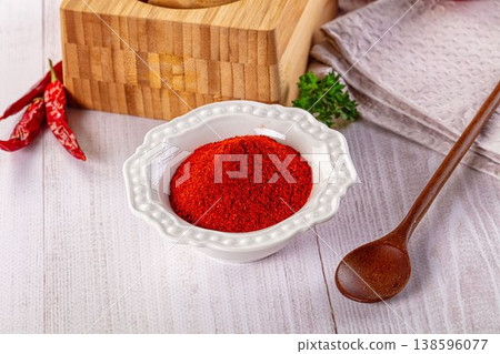 Red dry chili pepper paprika powder Red dry chili pepper paprika powder 138596077