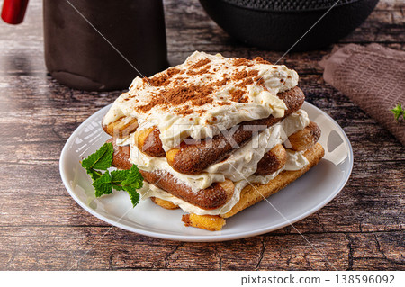 Delicous Tiramisu cake with cream Delicous Tiramisu cake with cream 138596092