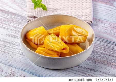 Canned sweet juicy yellow Jackfruit Canned sweet juicy yellow Jackfruit 138596151
