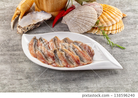 Anchovies fish salted fillet snack Anchovies fish salted fillet snack 138596240