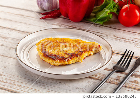 Breaded crispy chicken schnitzel Breaded crispy chicken schnitzel 138596245