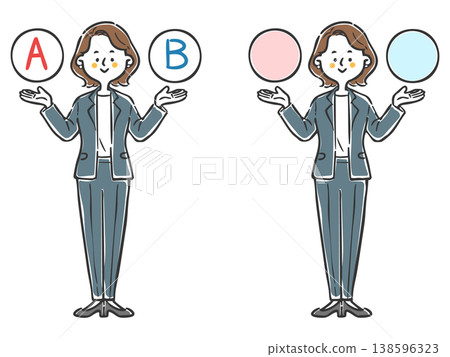 選擇A和B職業女性全身向量 選擇A和B職業女性全身向量 138596323