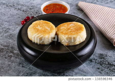 Fried syrniki pancake cottage cheese 138596346