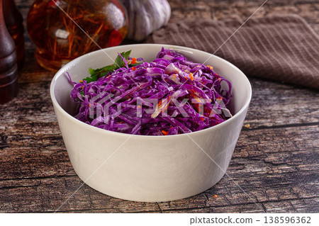 Salad with fresh pirple cabbage and carrot 138596362