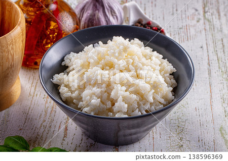 Steamed white rice in the bowl 138596369