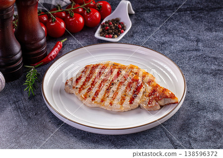 Tasty grilled fat pork steak Tasty grilled fat pork steak 138596372