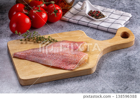 Raw red sea perch fillet Raw red sea perch fillet 138596388