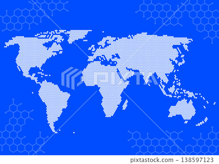 六角形世界地圖：科學圖像 138597123