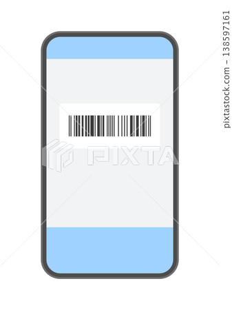 Illustration of a smartphone screen displaying a barcode - Simple cashless and code payment material Illustration of a smartphone screen displaying a barcode - Simple cashless and code payment material 138597161
