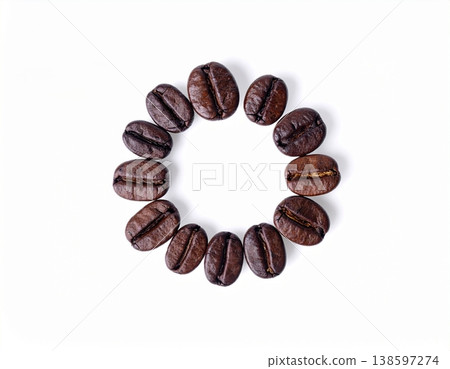Coffee beans on white background and space for text Coffee beans on white background and space for text 138597274