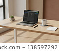 A simple workspace at a desk. 138597292