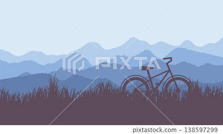 bicycle in grass silhouette bicycle in grass silhouette 138597299