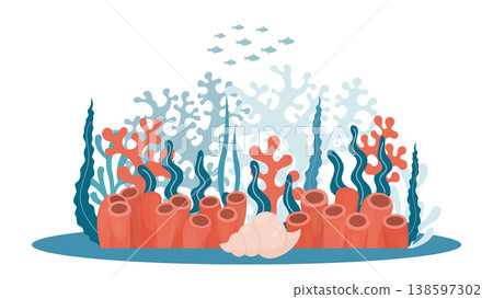 underwater life vector illustration underwater life vector illustration 138597302