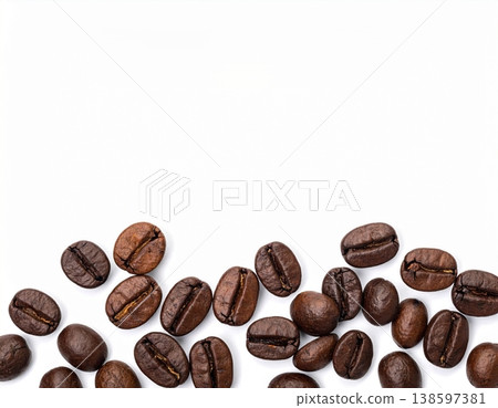 Coffee beans on white background and space for text Coffee beans on white background and space for text 138597381