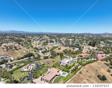 Aerial view of Fallbrook, Rainbow Crest, Rainbow Ridge San Diego County California 138597837