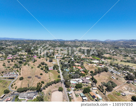 Aerial view of Fallbrook, Rainbow Crest, Rainbow Ridge San Diego County California 138597850