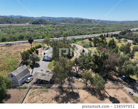 Aerial view of Fallbrook, Rainbow Crest, Rainbow Ridge San Diego County California 138597851