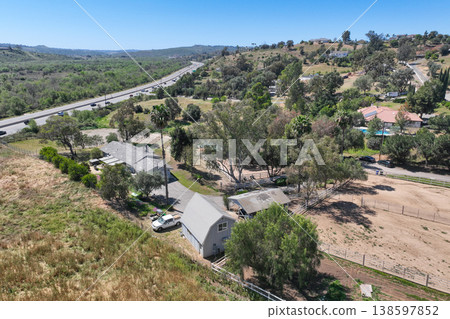 Aerial view of Fallbrook, Rainbow Crest, Rainbow Ridge San Diego County California 138597852