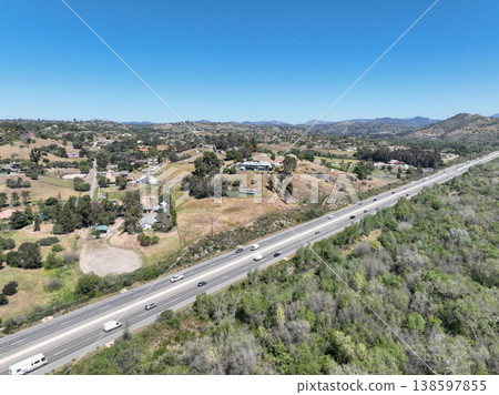 Aerial view of Fallbrook, Rainbow Crest, Rainbow Ridge San Diego County California 138597855