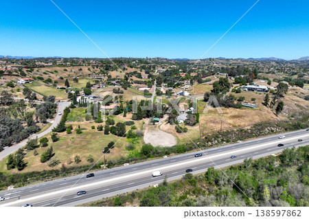 Aerial view of Fallbrook, Rainbow Crest, Rainbow Ridge San Diego County California 138597862