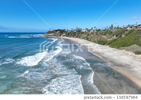 Aerial drone photo of Cardiff, West Coast of California, Encinitas, United States of America Aerial drone photo of Cardiff, West Coast of California, Encinitas, United States of America 138597904