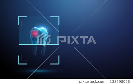 3d tooth inside digital scanning frame with red spot inside Dental diagnostics, cavity detection, caries identification, enamel damage analysis, clinical examination concept 3d tooth inside digital scanning frame with red spot inside Dental diagnostics, cavity detection, caries identification, enamel damage analysis, clinical examination concept 138598036