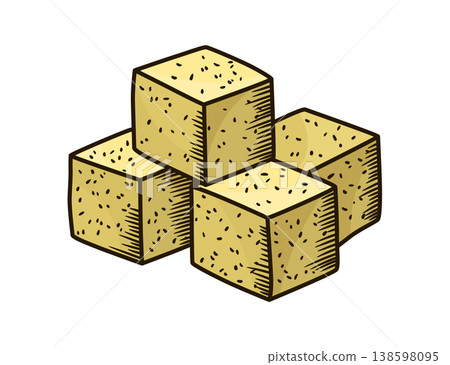 Cane sugar. Product from sugarcane plant. Engraving hand drawn natural organic food or natural ingredient. Fresh sugar in heap and cubes Cane sugar. Product from sugarcane plant. Engraving hand drawn natural organic food or natural ingredient. Fresh sugar in heap and cubes 138598095