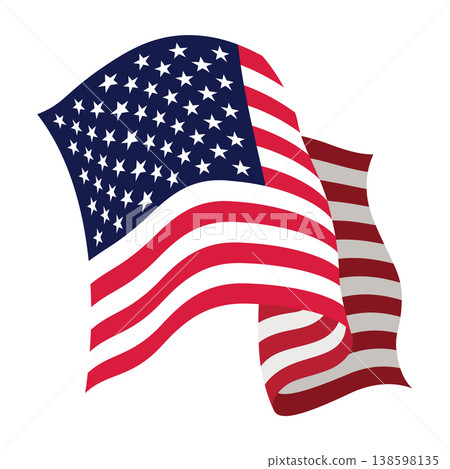 USA waving flag. American national symbol isolated on white background. Banner design element 138598135