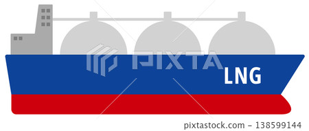An illustration of an LNG tanker viewed from the side. An illustration of an LNG tanker viewed from the side. 138599144