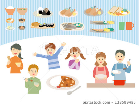 人們正在用餐,還有一套餐具。 人們正在用餐,還有一套餐具。 138599483