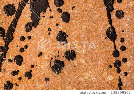 Abstract pattern splashes black paint background old rusty metal texture wall background corrosion rust 138599562