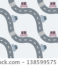 seamless minimal Cute Kids Road Map, Pastel Nursery repeat pattern background, flat jpg illustration graphic design 138599575