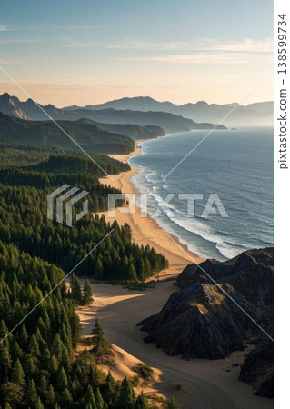 A magnificent symphony of coastlines, a natural landscape where mountains and sea meet. 138599734