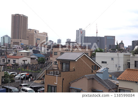 A view of Senju town from the Arakawa River embankment (Adachi Ward, Tokyo) 138599884