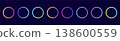 Neon gradient rings set, with glowing light effects, futuristic portal gateway, vibrant and LED illumination. abstract vector frame composition. 138600559
